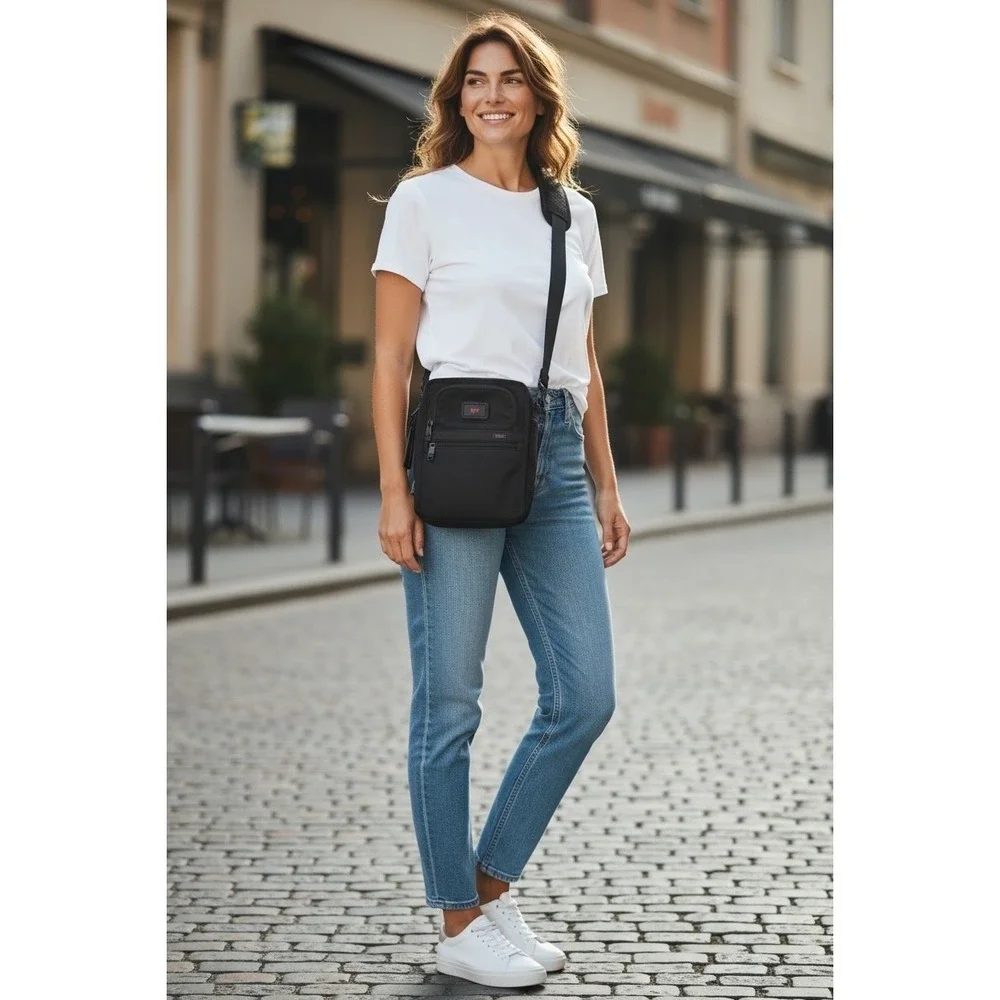 Tumi Alpha 3 Pocket Bag Small Black Ballistic Nylon‎ Crossbody 117345-1041